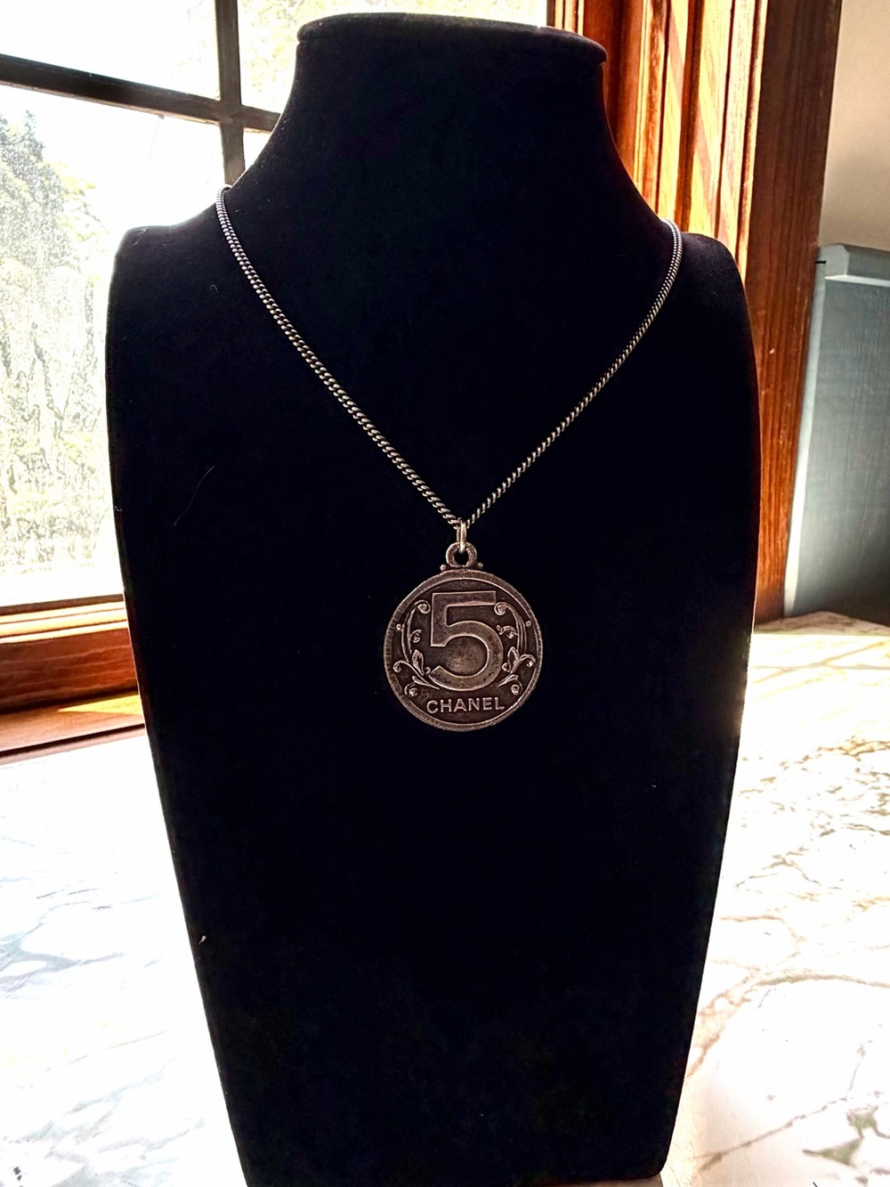 CHANEL Archival Reversible Mademoiselle Coco Profile & No. 5 Coin Necklace